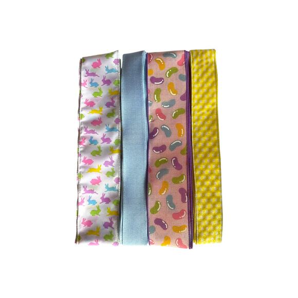 DIY Bunny Trail Easter Wreath Kit, Spring Jelly Bean Sign Ribbon Bundle Set - Picture 3 of 5